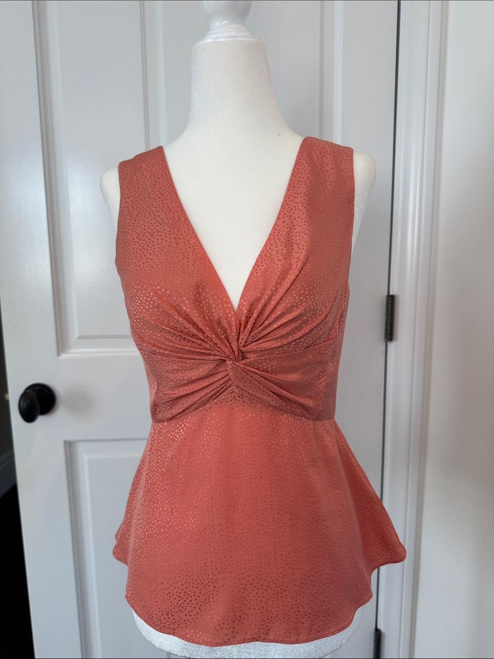 Rebecca Taylor Coral Peplum Sleeveless Top